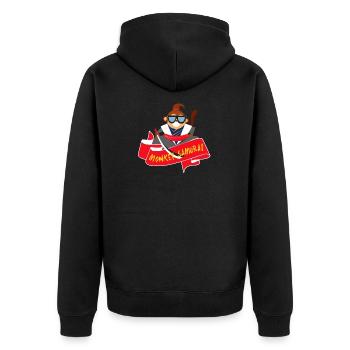 Affe Samurai Schwert Tier Zoo Kämpfen Geschenkidee - Unisex Premium Bio Zip Hoodie - Schwarz - Hinten - Nico (187cm)
