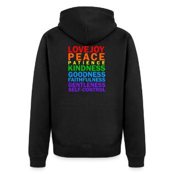 Fruit of the spirit - Unisex Premium Organic Zip Hoodie - black - Back - Nico (187cm)