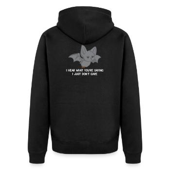 Fledermaus - Fledermaus T-Shirt - Sarkasmus - Unisex Premium Bio Zip Hoodie - Schwarz - Hinten - Nico (187cm)