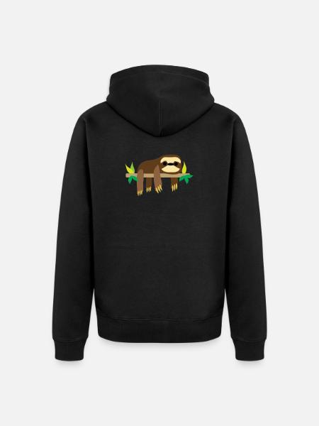 sloth - Unisex Premium Organic Zip Hoodie - black