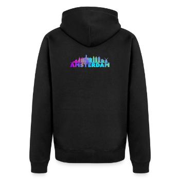 Amsterdam Hollande capital voyage médicament cadeau - Veste à capuche bio Premium Unisexe - noir - Dos - Nico (187cm)