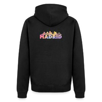 Madrid - Unisex Premium Bio Zip Hoodie - Schwarz - Hinten - Nico (187cm)