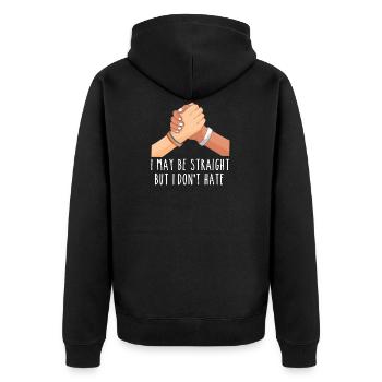 I May Be Straight But I Don't Hate - Unisex Premium Organic Zip Hoodie - black - Back - Nico (187cm)
