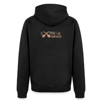 Sauna - Unisex Premium Bio Zip Hoodie - Schwarz - Hinten - Nico (187cm)