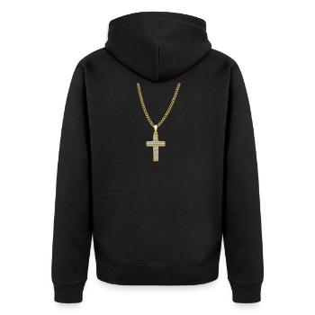 Collier Jésus Christ Croix Cadeau - Veste à capuche bio Premium Unisexe - noir - Dos - Nico (187cm)