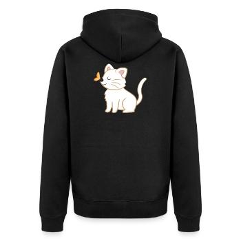 Chat - chats T-shirt - chats - papillon - Veste à capuche bio Premium Unisexe - noir - Dos - Nico (187cm)