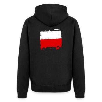 Polska flaga - Pologne drapeau - Pologne flag - Veste à capuche bio Premium Unisexe - noir - Dos - Nico (187cm)