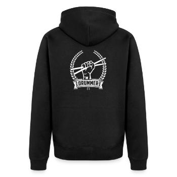 Geschenk Schlagzeuger Drummer Schlagzeugspieler - Unisex Premium Bio Zip Hoodie - Schwarz - Hinten - Nico (187cm)