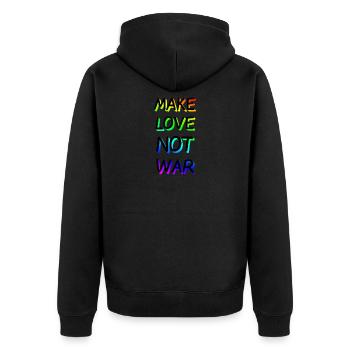Make Love not War Regenbogen - Unisex Premium Bio Zip Hoodie - Schwarz - Hinten - Nico (187cm)