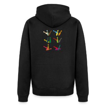 Bowling - Unisex Premium Bio Zip Hoodie - Schwarz - Hinten - Nico (187cm)