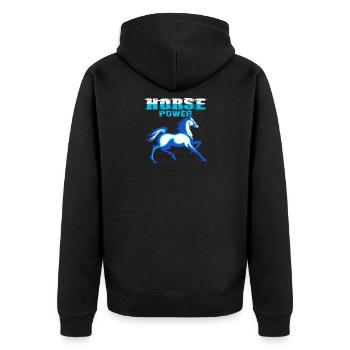 Pferd - Unisex Premium Bio Zip Hoodie - Schwarz - Hinten - Nico (187cm)