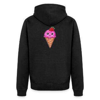 Glace fraîche à la fraise Glace drôle à la fraise - Veste à capuche bio Premium Unisexe - noir - Dos - Nico (187cm)