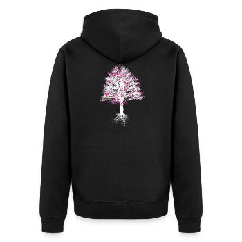 Baum mit Noten Geschenk Natur Musiker Shirt Musik - Unisex Premium Bio Zip Hoodie - Schwarz - Hinten - Nico (187cm)