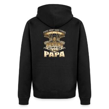 Vater Papa Dad Jagen Jäger Jagd Geschenk Vatertag - Unisex Premium Bio Zip Hoodie - Schwarz - Hinten - Nico (187cm)