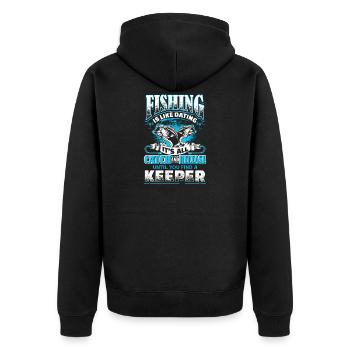 Dating angler pêcheur pêche poisson cadeau - Veste à capuche bio Premium Unisexe - noir - Dos - Nico (187cm)