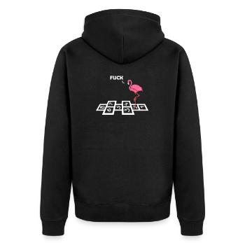 funny flamingo - Unisex Premium Organic Zip Hoodie - black - Back - Nico (187cm)
