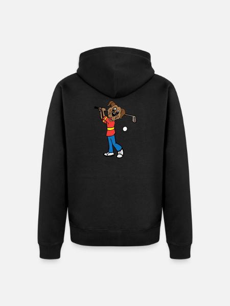 Dog is playing golf - Unisex Premium Organic Zip Hoodie - black