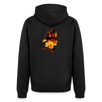 Funny saying for firefighters with motive - Unisex Premium Organic Zip Hoodie - black - Back - Nico (187cm)