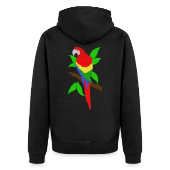 Ara Papagei - Unisex Premium Bio Zip Hoodie - Schwarz - Hinten - Nico (187cm)