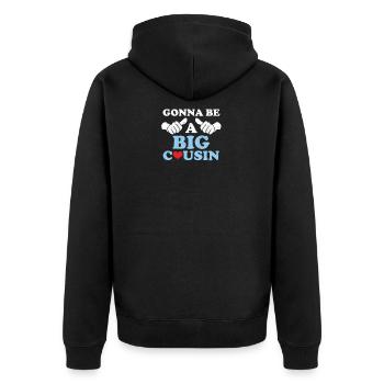 Großer Cousin - Unisex Premium Bio Zip Hoodie - Schwarz - Hinten - Nico (187cm)