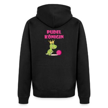 Pudelkoenigin Pudelkönigin Kegeln T-Shirt - Unisex Premium Bio Zip Hoodie - Schwarz - Hinten - Nico (187cm)