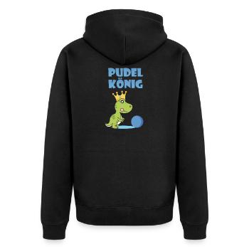 Pudelkoenig - Pudelkönig Kegeln T-Shirt - Unisex Premium Bio Zip Hoodie - Schwarz - Hinten - Nico (187cm)