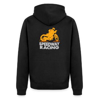 Speedway Rennen - Unisex Premium Bio Zip Hoodie - Schwarz - Hinten - Nico (187cm)