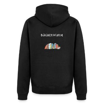 Buch Buch Bücher Bücher lesen Bücherwurm Buch - Unisex Premium Bio Zip Hoodie - Schwarz - Hinten - Nico (187cm)