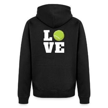 Tennis Tennisball Tennisplatz Geschenk - Unisex Premium Bio Zip Hoodie - Schwarz - Hinten - Nico (187cm)