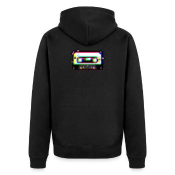 Cassette Tape Glitch 90s Retro Vaporwave Aesthetic - Unisex Premium Bio Zip Hoodie - Schwarz - Hinten - Nico (187cm)