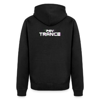 Psytrance - Unisex Premium Bio Zip Hoodie - Schwarz - Hinten - Nico (187cm)