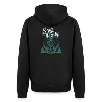 Team Bräutigam Stag Party JGA - Unisex Premium Bio Zip Hoodie - Schwarz - Hinten - Nico (187cm)