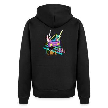 J'adore les années 80 j'aime la fête des années 80 stéréo - Veste à capuche bio Premium Unisexe - noir - Dos - Nico (187cm)