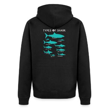Types de cadeaux de chemise de requin styles de requin - Veste à capuche bio Premium Unisexe - noir - Dos - Nico (187cm)