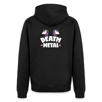 Death Metal - Unisex Premium Bio Zip Hoodie - Schwarz - Hinten - Nico (187cm)