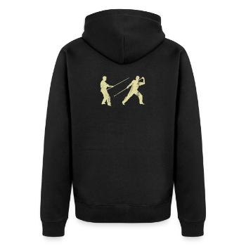 Stick fight long stick kung fu vintage shirt - Unisex Premium Organic Zip Hoodie - black - Back - Nico (187cm)