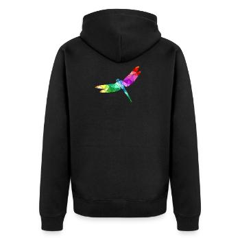 Libelle Polygon Flieger Drache - Unisex Premium Bio Zip Hoodie - Schwarz - Hinten - Nico (187cm)