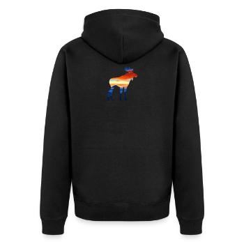 Elch Sonnenuntergang Berge - Unisex Premium Bio Zip Hoodie - Schwarz - Hinten - Nico (187cm)