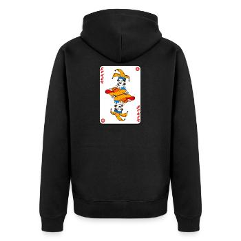 Joker playing card - Unisex Premium Organic Zip Hoodie - black - Back - Nico (187cm)