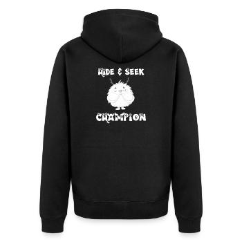 Big Foot Hide and Seek - Unisex Premium Bio Zip Hoodie - Schwarz - Hinten - Nico (187cm)