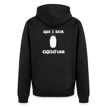 Hide and Seek Yeti - Unisex Premium Bio Zip Hoodie - Schwarz - Hinten - Nico (187cm)