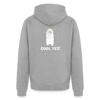Cool Yeti - Unisex Premium Bio Zip Hoodie - Grau meliert - Hinten - Nico (187cm)