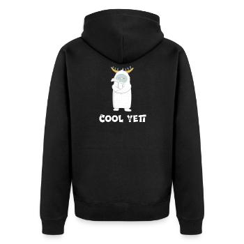 Cool Yeti - Unisex Premium Organic Zip Hoodie - black - Back - Nico (187cm)