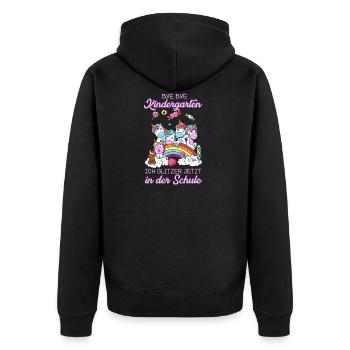 1. Klasse Einschulung Schulanfang Einhorn Geschenk - Unisex Premium Bio Zip Hoodie - Schwarz - Hinten - Nico (187cm)