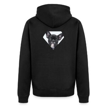 French Bulldog - Frenchie - Unisex Premium Organic Zip Hoodie - black - Back - Nico (187cm)