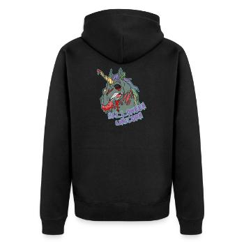 Chemise de fête Halloween Halloween Licorne Creepy - Veste à capuche bio Premium Unisexe - noir - Dos - Nico (187cm)