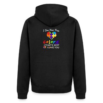 Autism I See Your True Couleurs Chemise Autisme - Veste à capuche bio Premium Unisexe - noir - Dos - Nico (187cm)
