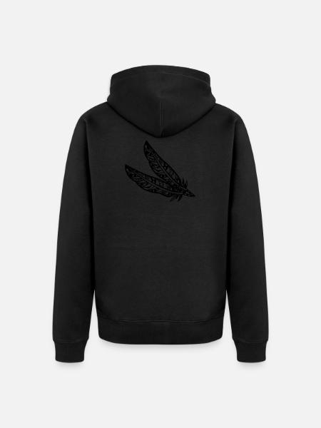 Maori feather - Unisex Premium Organic Zip Hoodie - black