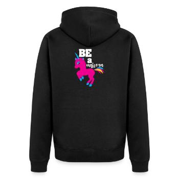 Be a Unicorn einhorn einhörner pegasus geschenk - Unisex Premium Bio Zip Hoodie - Schwarz - Hinten - Nico (187cm)