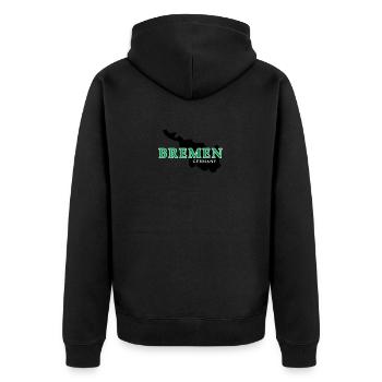Bremen - Unisex Premium Bio Zip Hoodie - Schwarz - Hinten - Nico (187cm)